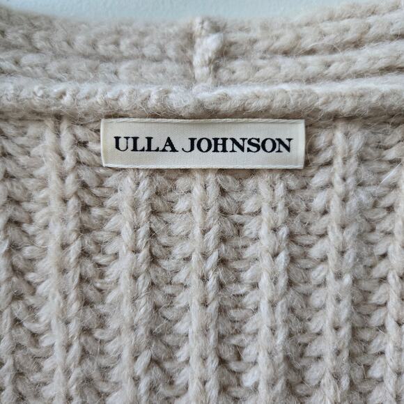 Ulla Johnson Alpaca Blend Chunky Knit Cardigan Sweater Women Sz Medium Cream EUC - Picture 8 of 16